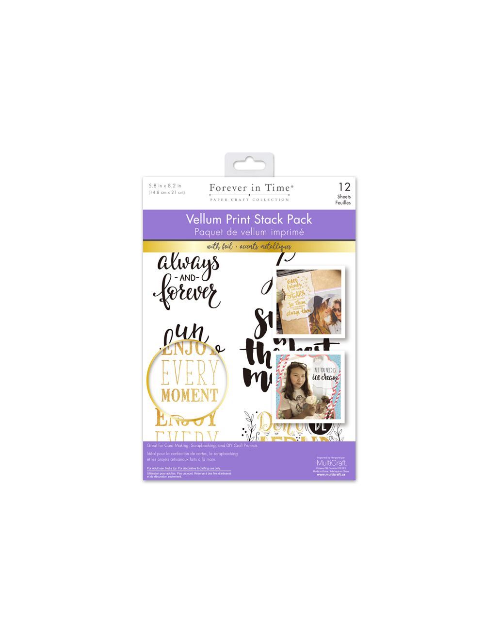 Inspirational Quotes 3 Vellum Foil Print Stack Packs 12 Sheet