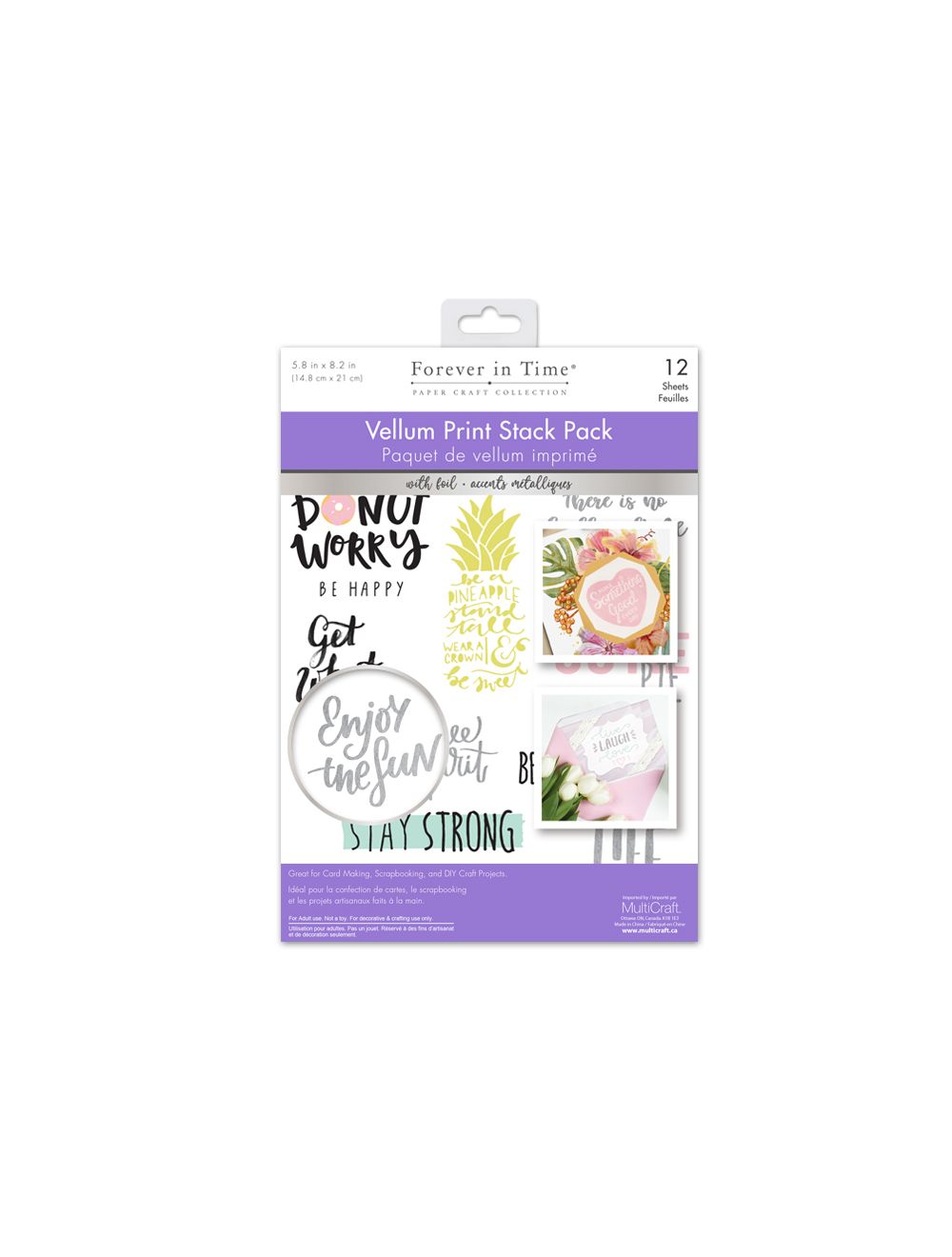 Inspirational Quotes 4 Vellum Foil Print Stack Packs 12 Sheet