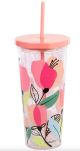 Pink Poppy Tumbler with Straw