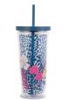 Mosaic Floral Tumbler with Straw