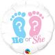 He or She Footprint Foil Balloon