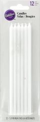 Tall White Birthday Candles 12pc