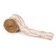 2.5 inch Burlap Ribbon with White Lace Overlay, 5 yards