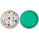 Wilton Geometric Print and Solid Green Cupcake Liners Baking Cups 75pc