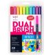 Tombow Bright Dual Brush Pen Art Markers 10pc + Free Fudenosuke