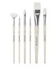 Artist Brush Set White Synthetic Hair Variety Pack 6pc