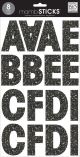 Mambi Sticks Uppercase Alphabet Letters - Black Glitter Stickers